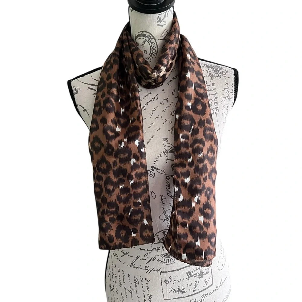 Vintage Created in Italy for Avon Animal Leopard Print Scarf  15" x 60” - Picture 4 of 7